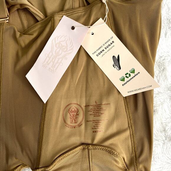 NEW Free People HAH Shroom Tan Knock Out Cropped Fitted Boudoir Corset Top L - Picture 7 of 8